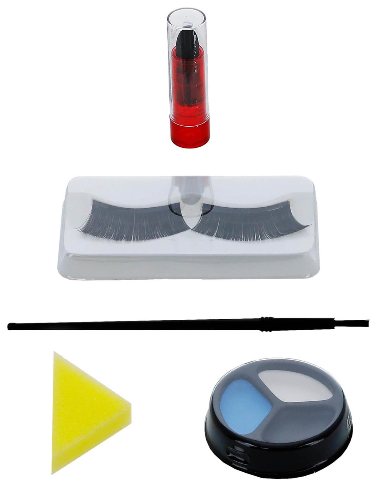 Vederea accesoriilor din kitul de machiaj gotic