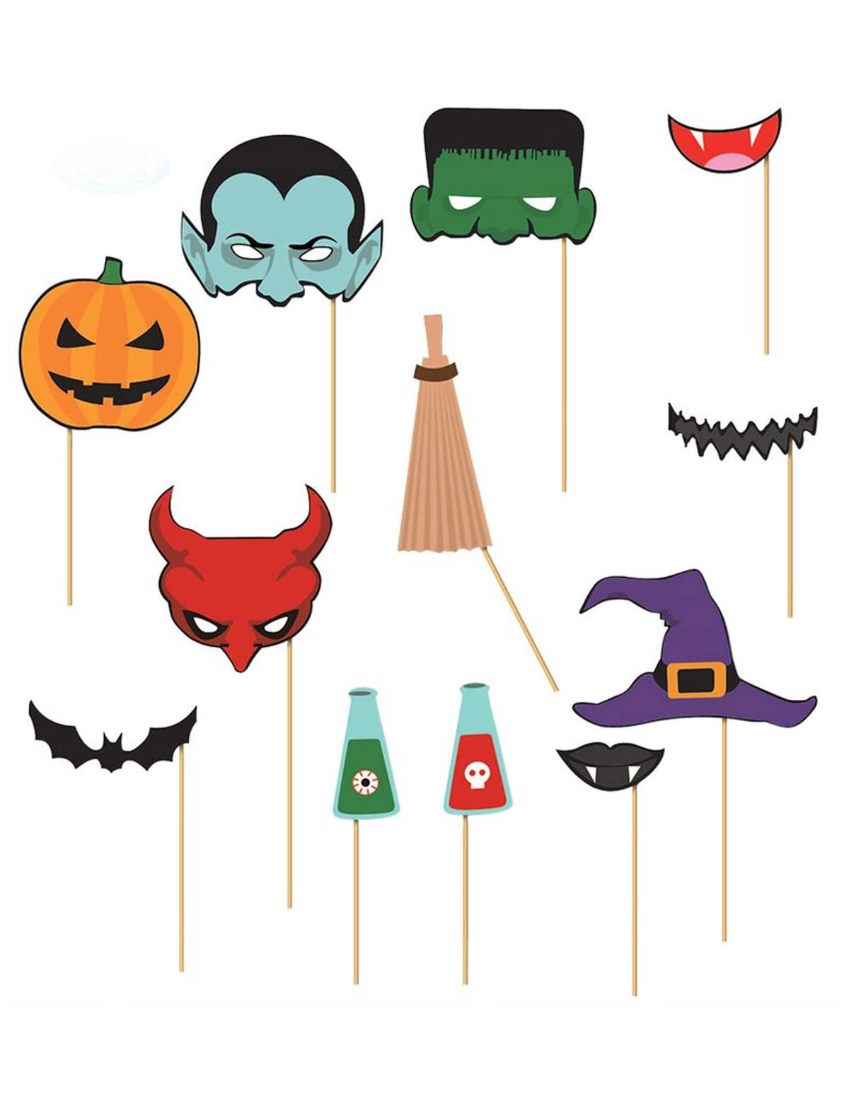 Kit photobooth 12 piese halloween multicolor pe bețișoare