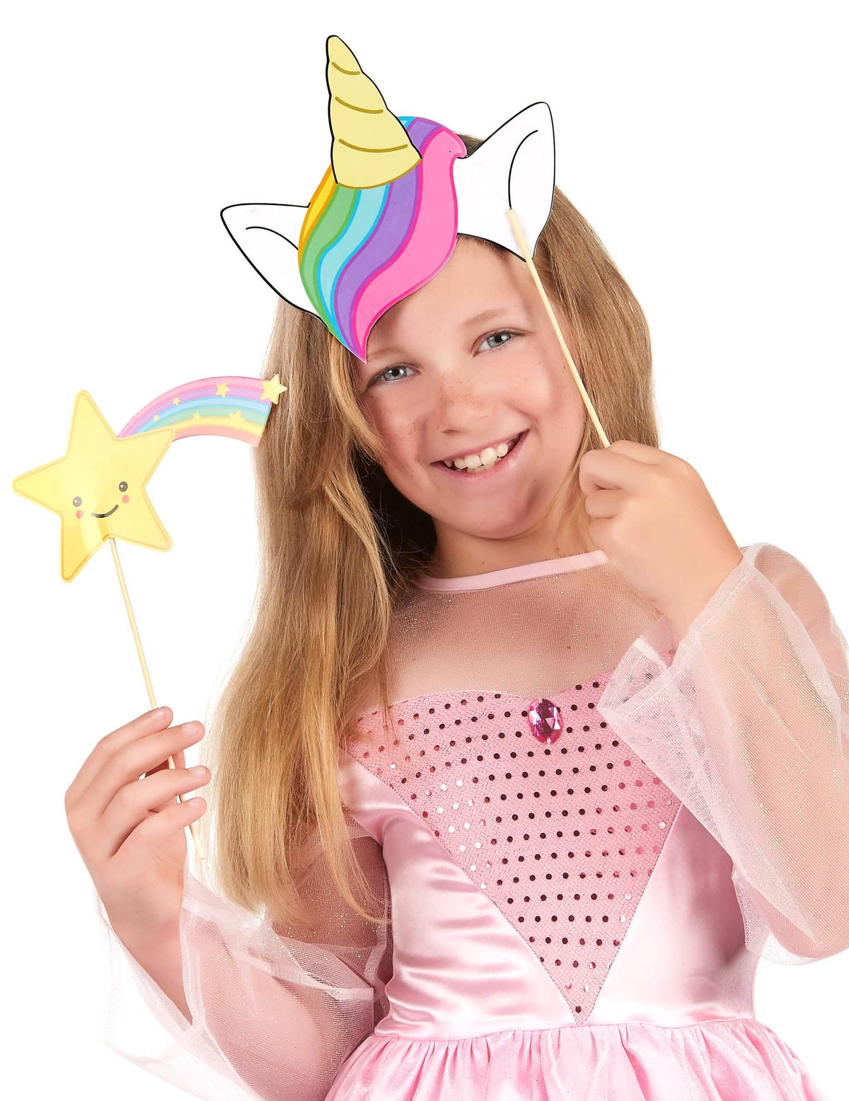 Accesorii unicorni și stea curcubeu din kit photobooth bebeluș unicorn
