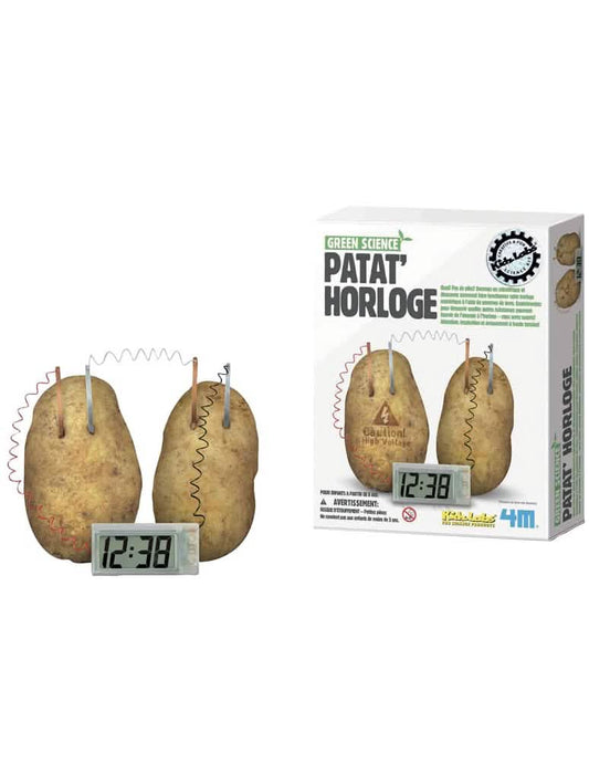Vue du produit et de son emballage du kit scientifique patat'horloge