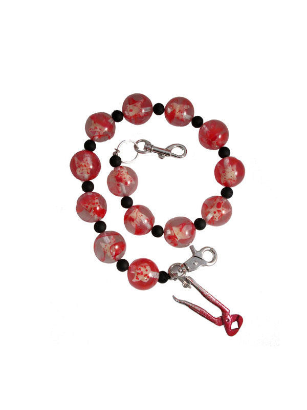 Lanț portofel gotic Kreepsville Teth roșu-alb