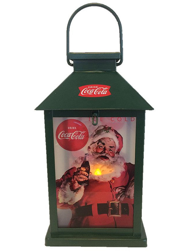 Lanterne lumineuse Coca-Cola pour adulte verte avec motif Père Noël