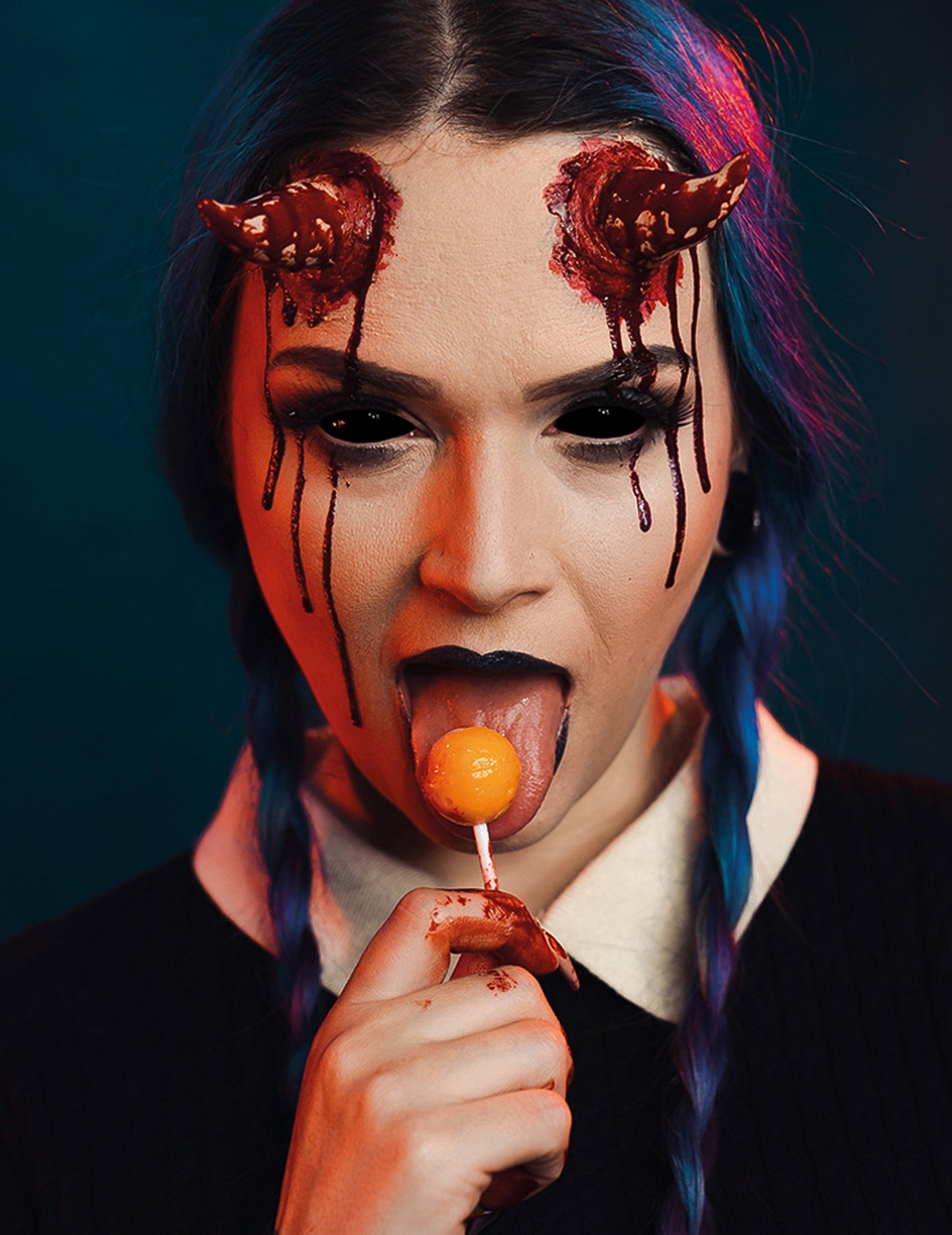 Lentile de contact fără corecție de lux sclera ochi negru 6 luni adult