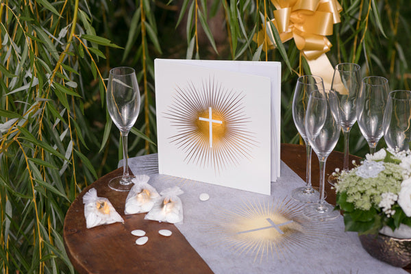 Livre d'or cérémonie dorée 24 x 24 cm baptême communion