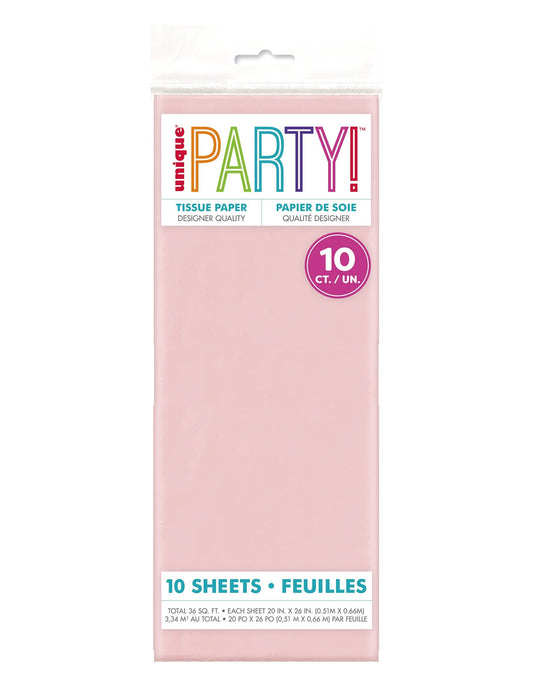 Set de 10 coli de hârtie de mătase roz pastel