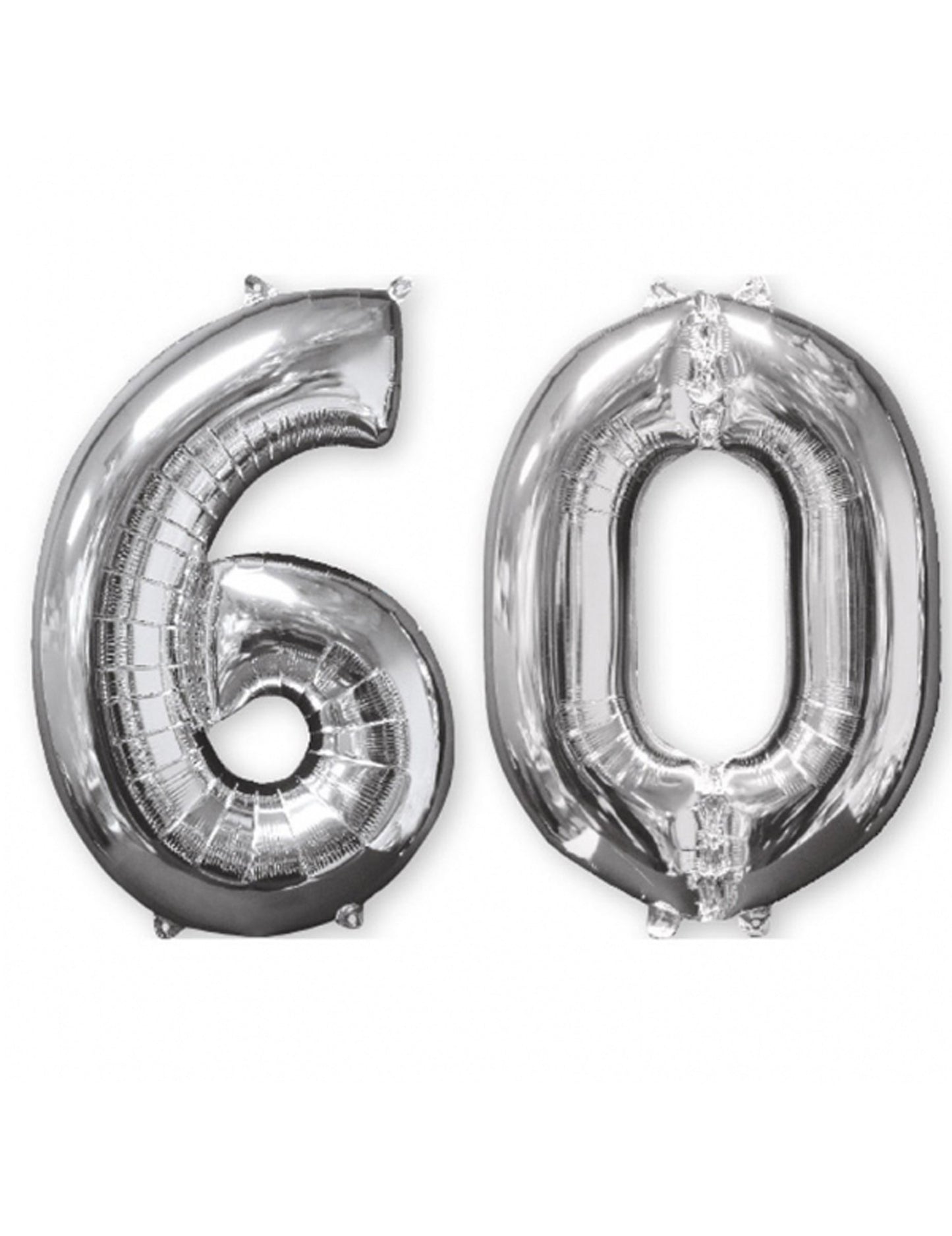 Lot de 2 ballons aluminium chiffre 60 pour anniversaire argent