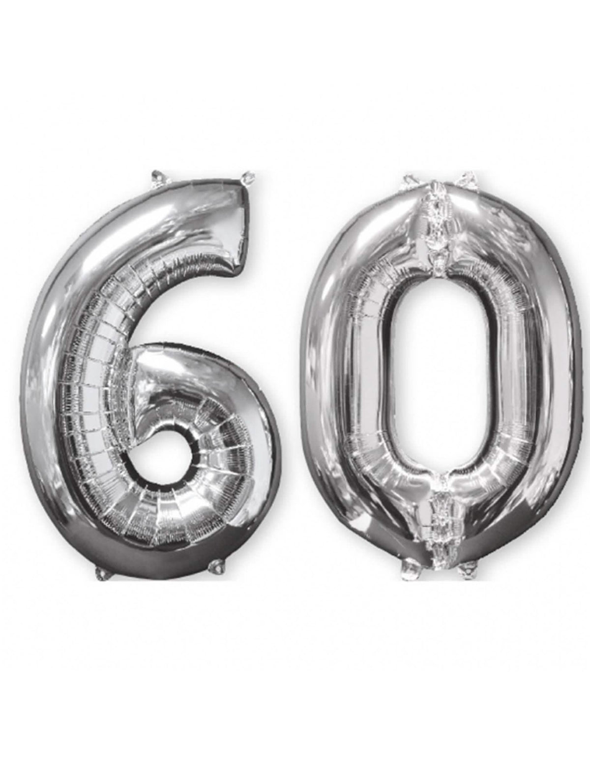 Set de 2 baloane din aluminiu cifra 60 pentru aniversare argintiu
