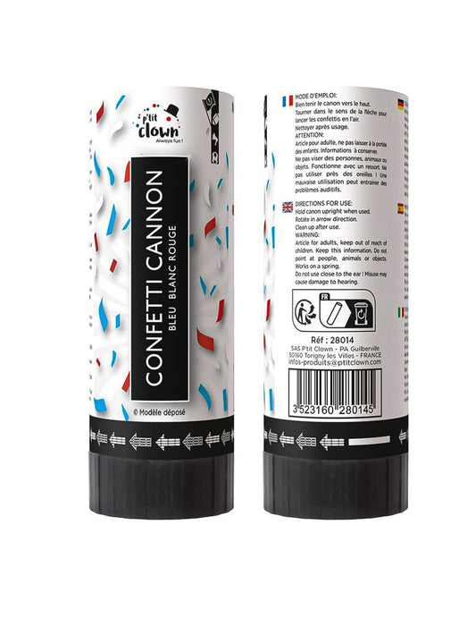 Set de 2 tunuri de confetti suporter Franța 11 cm