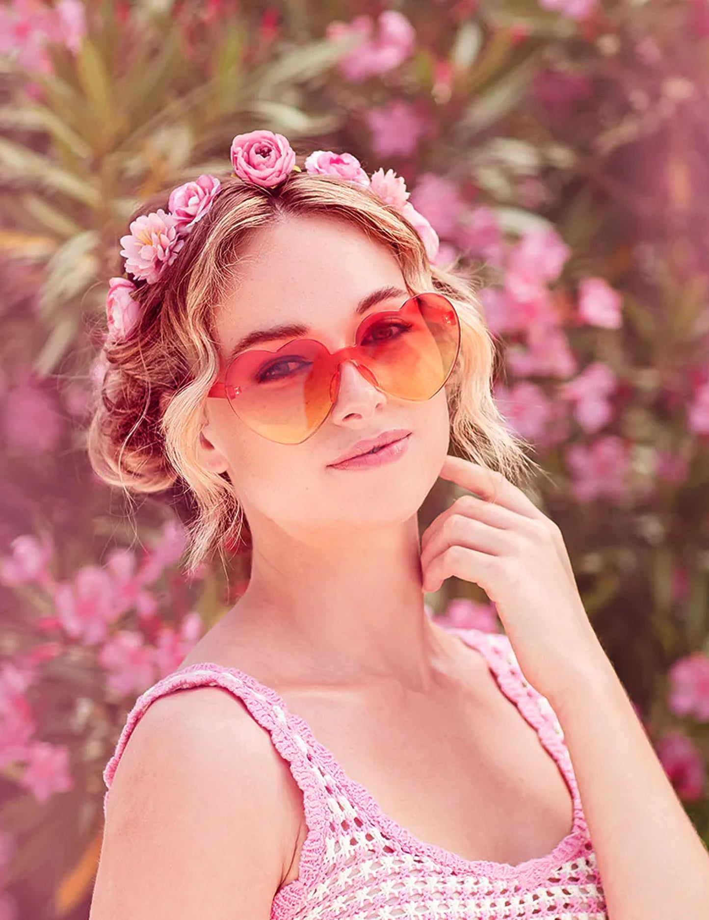 Ochelari de inimă cu degrade portocaliu și galben pentru adulți