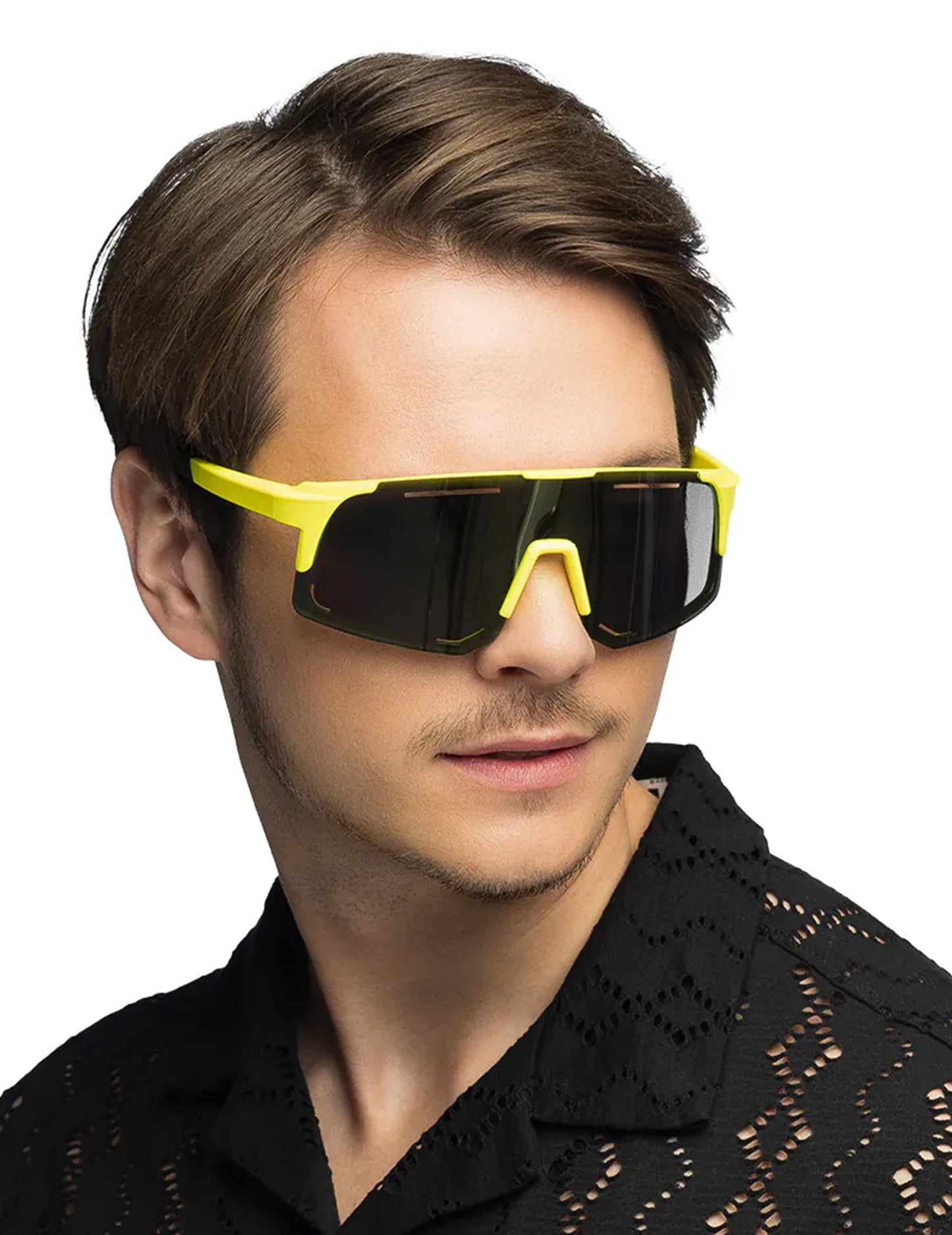 Lunettes de fête jaune fluo adulte