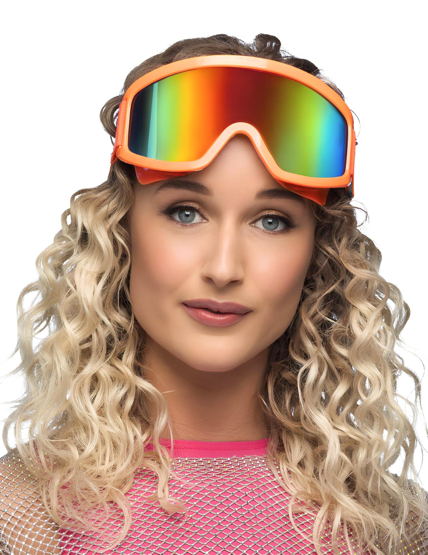 Lunettes de ski orange fluo adulte