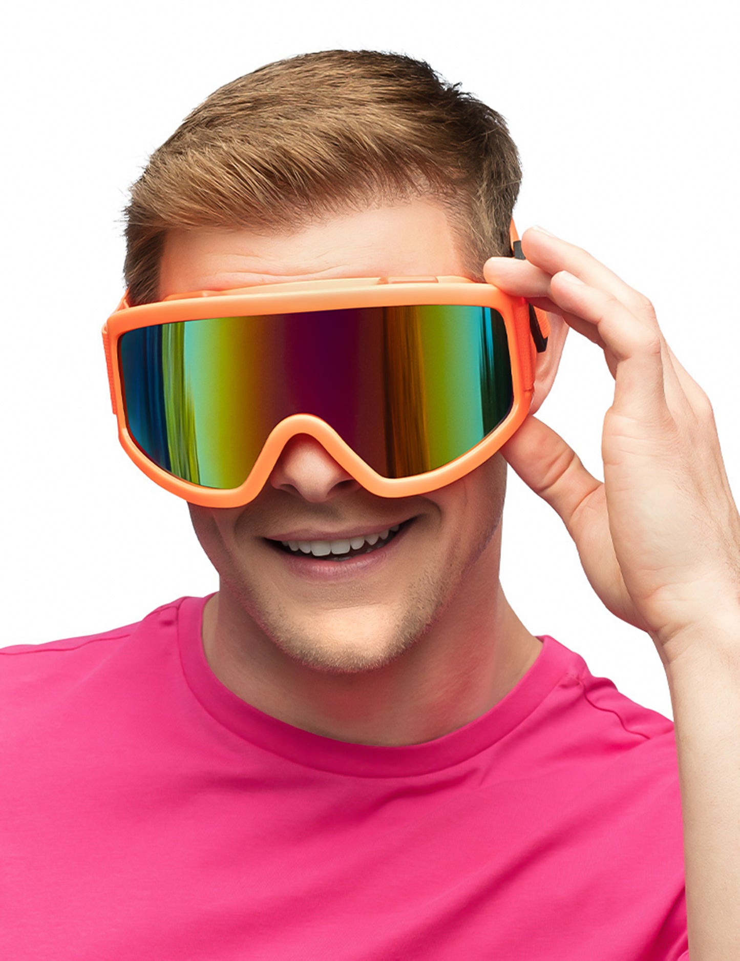 Lunettes de ski orange fluo adulte