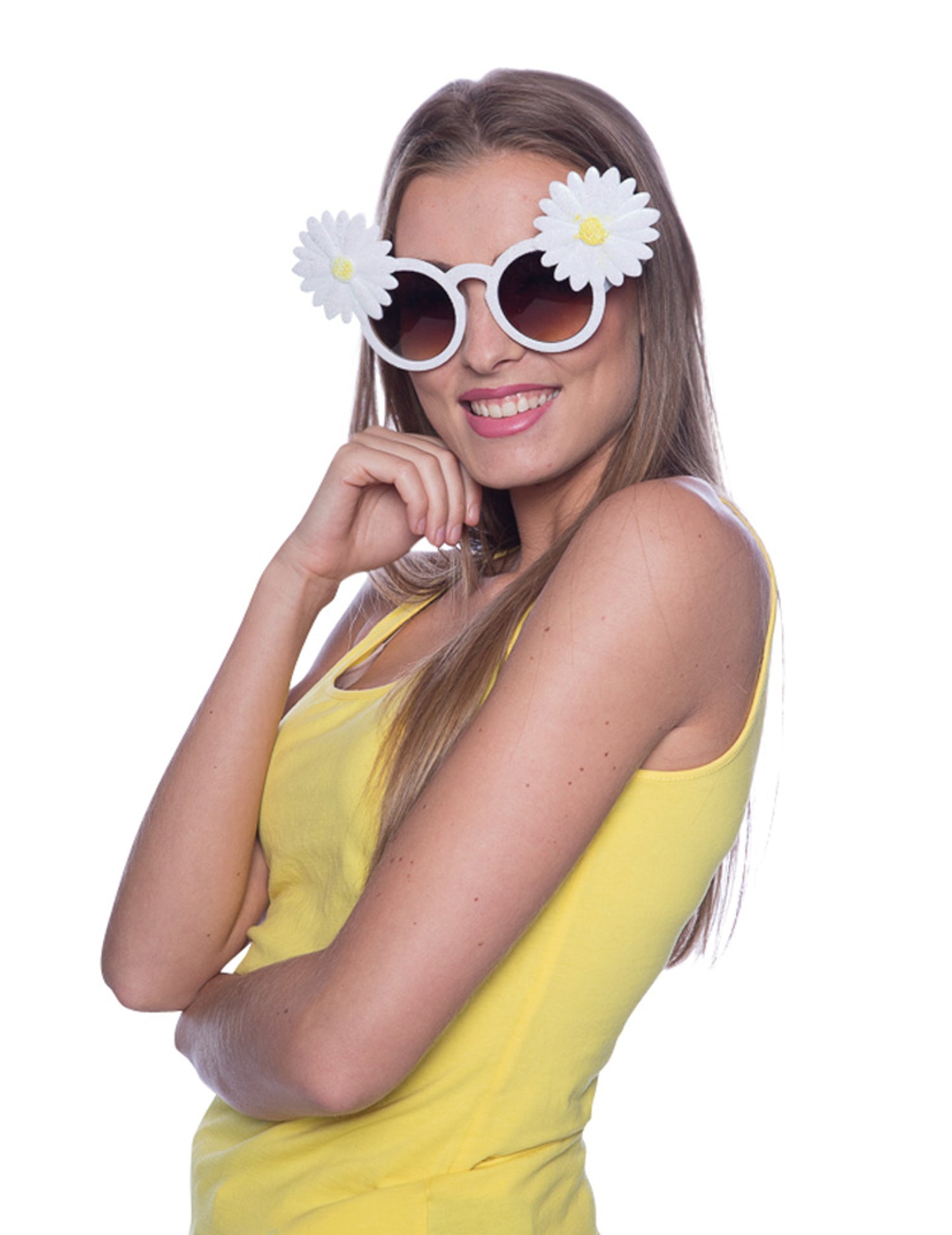 Ochelari de marguerite alb pentru adulți