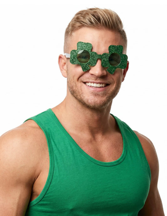 Ochelarii cu sclipici verzi Trifoiul Saint-Patrick Adult
