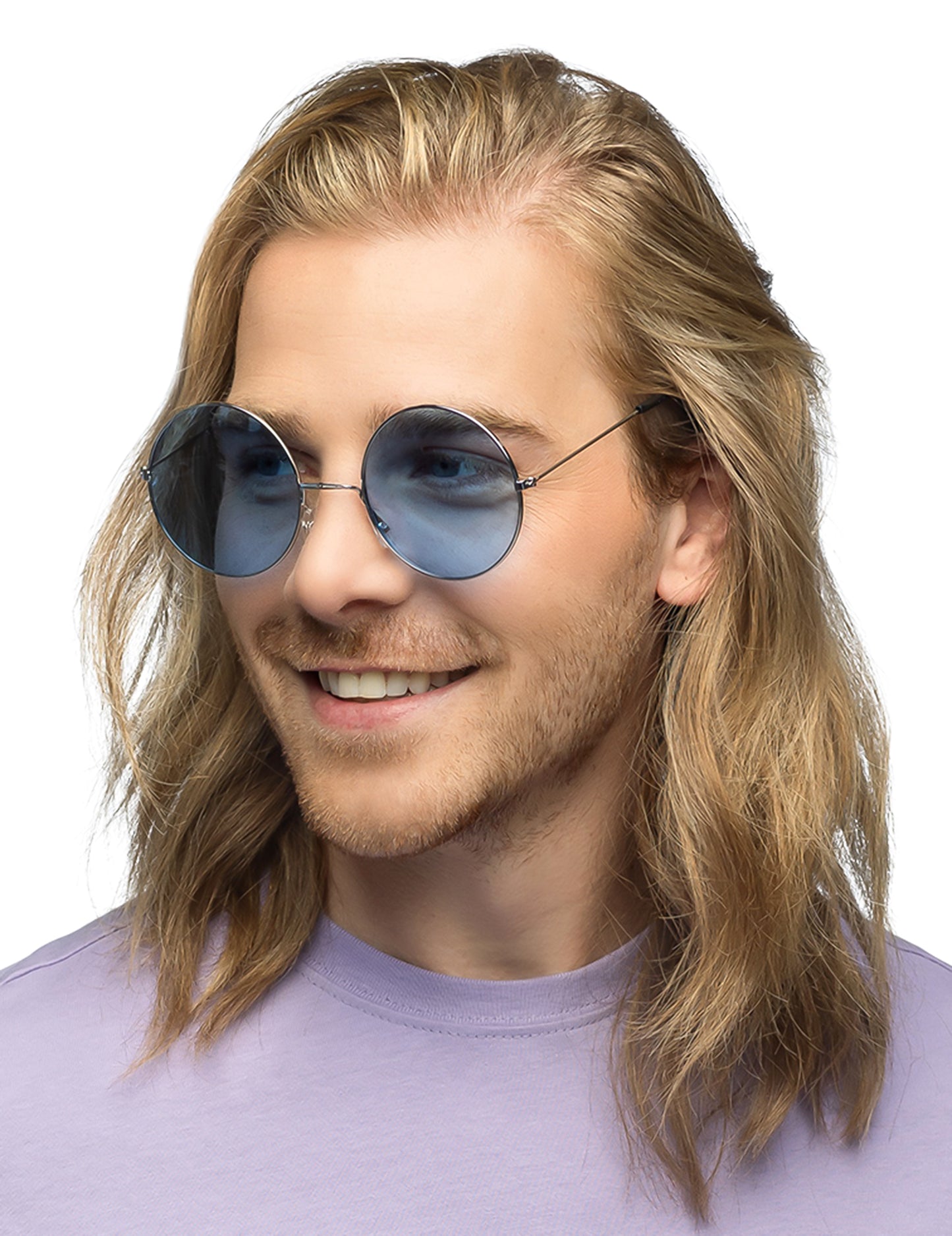 Lunettes rondes bleues hippies géantes