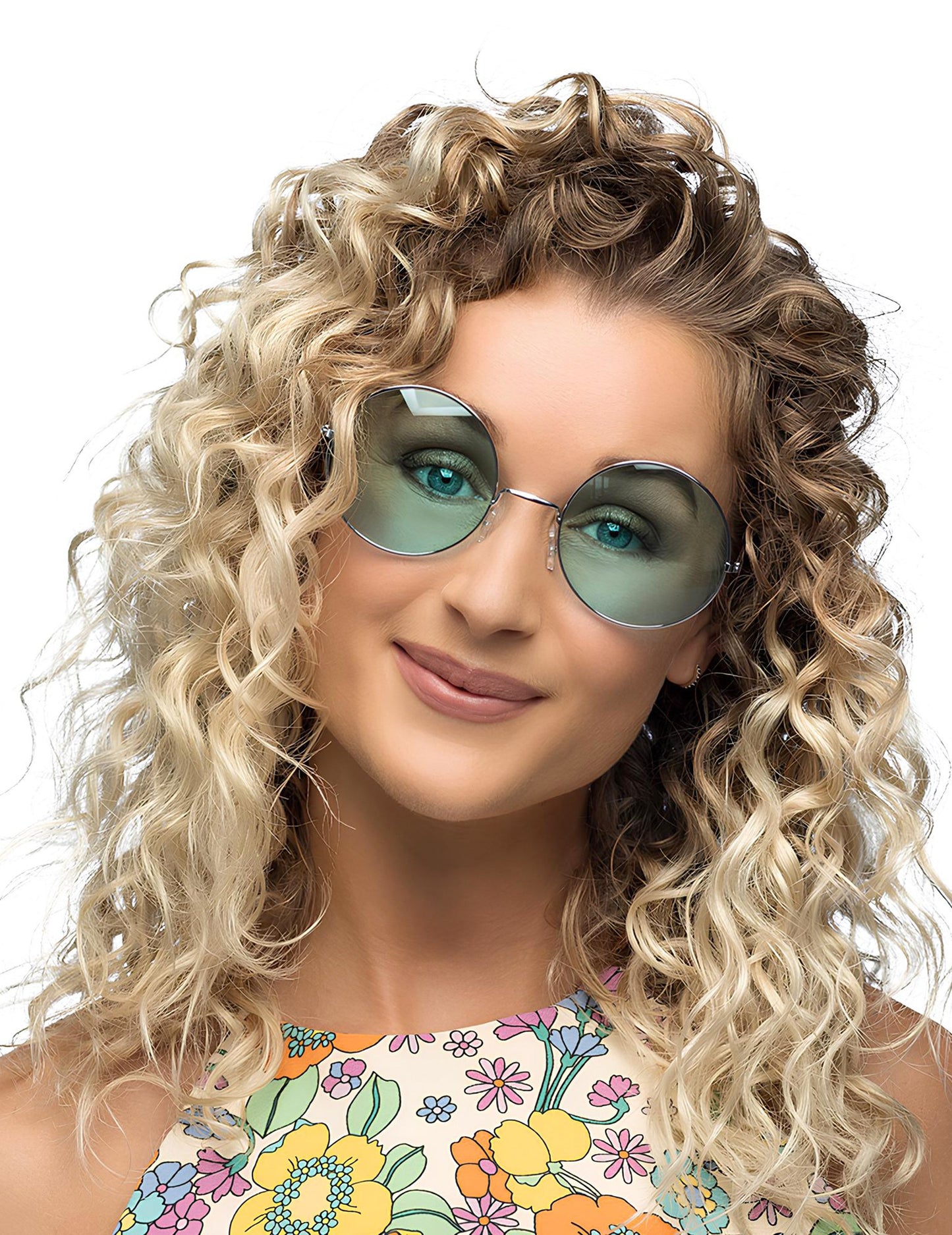 Lunettes rondes vertes hippies géantes