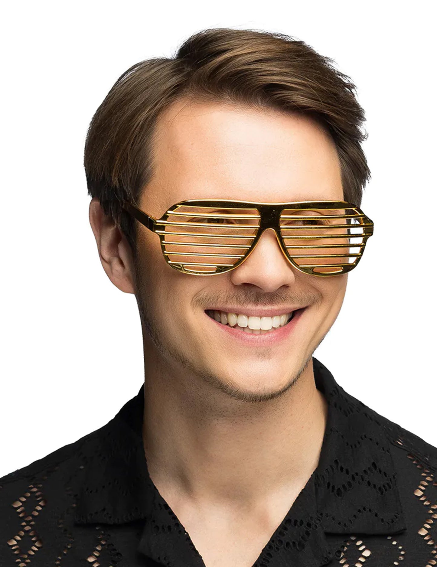 Lunettes striées dorées adulte