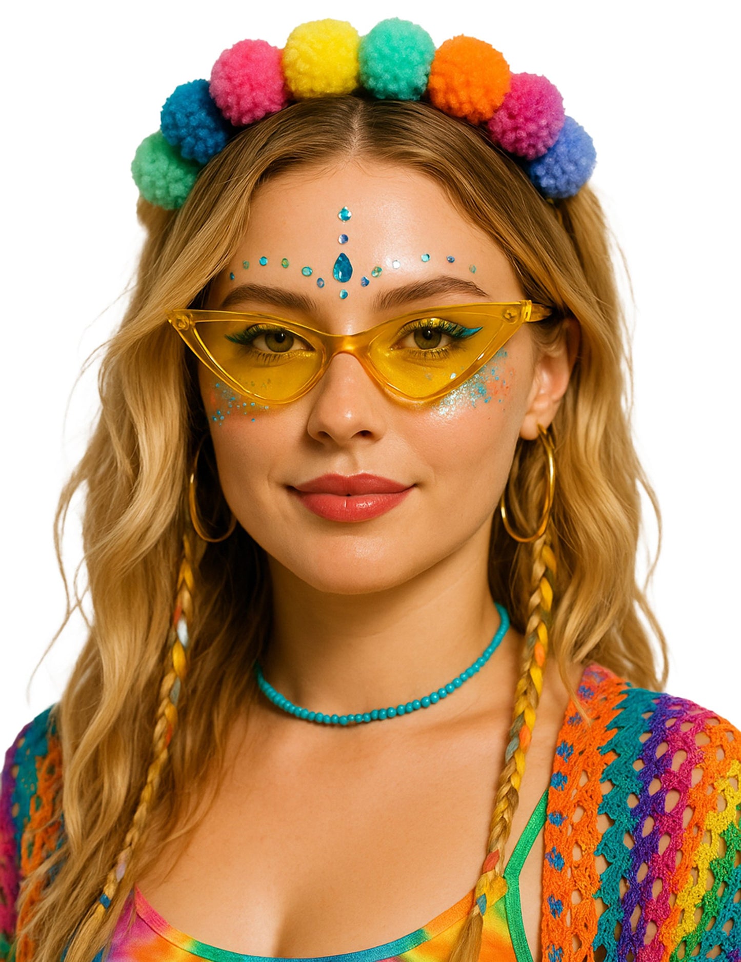 Ochelari triunghiulari galbeni pentru adulți