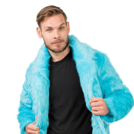 Haina de blană faux albastru pentru adulți