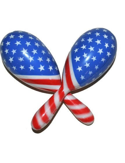 Maracas USA pour adulte bleu blanc rouge avec étoiles et rayures