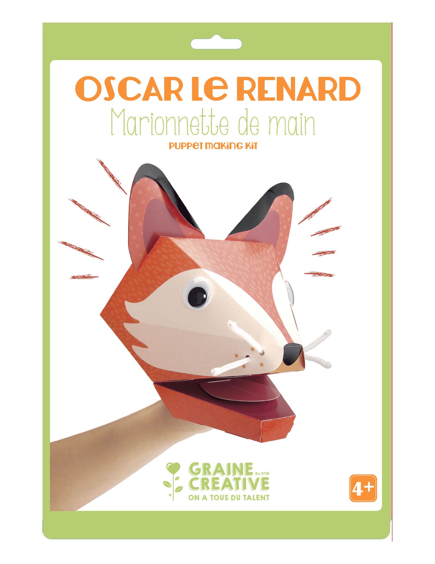 Păpușă de mână din carton Oscar vulpea 20,5 x 29 cm kit de asamblare