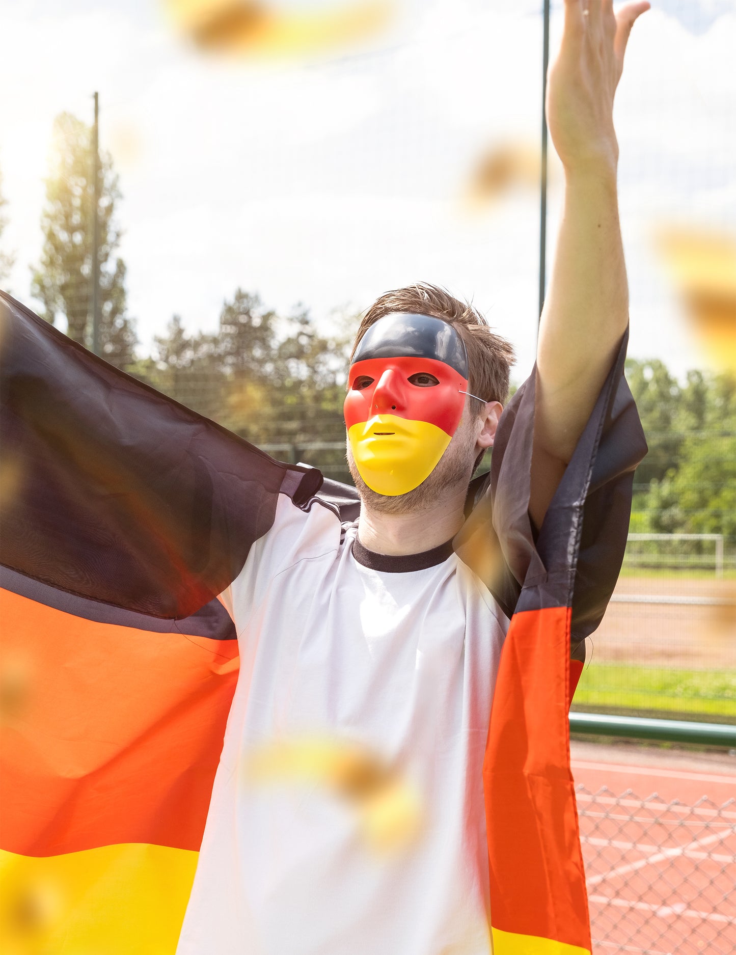 Prezentare cu steagul de susținător al măștii Germania