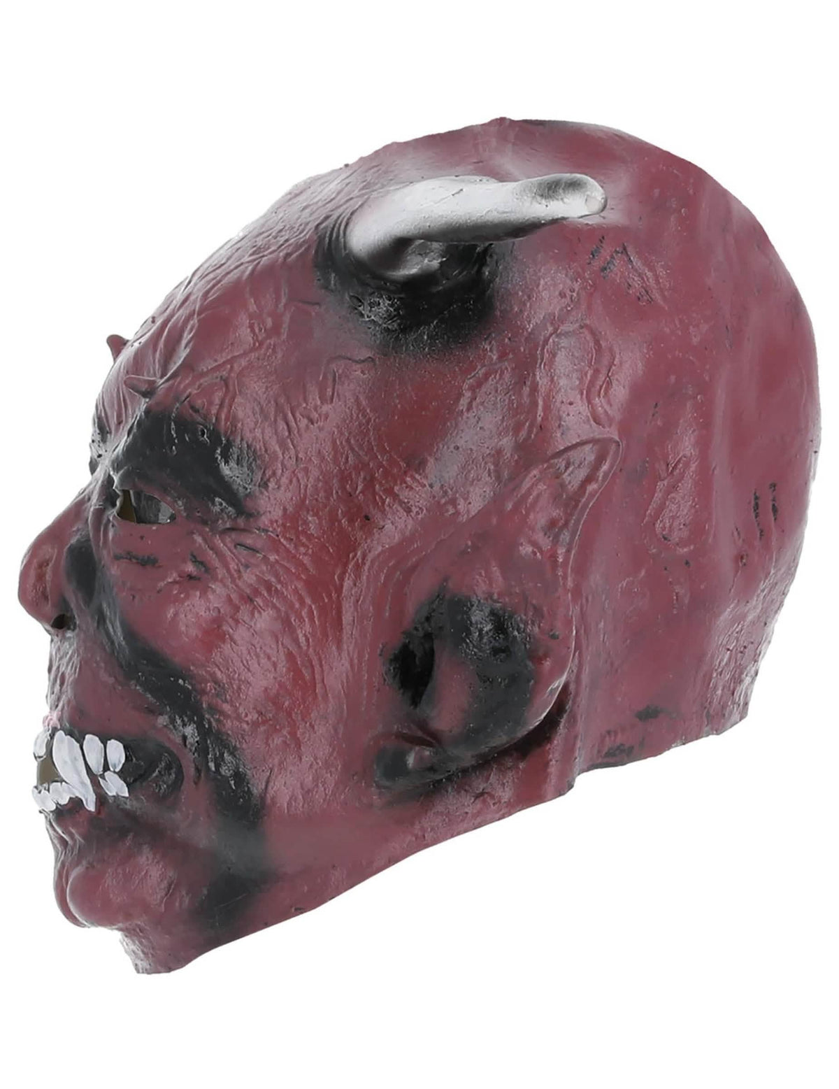 Vedere din profil a măștii de demon cu coarne halloween