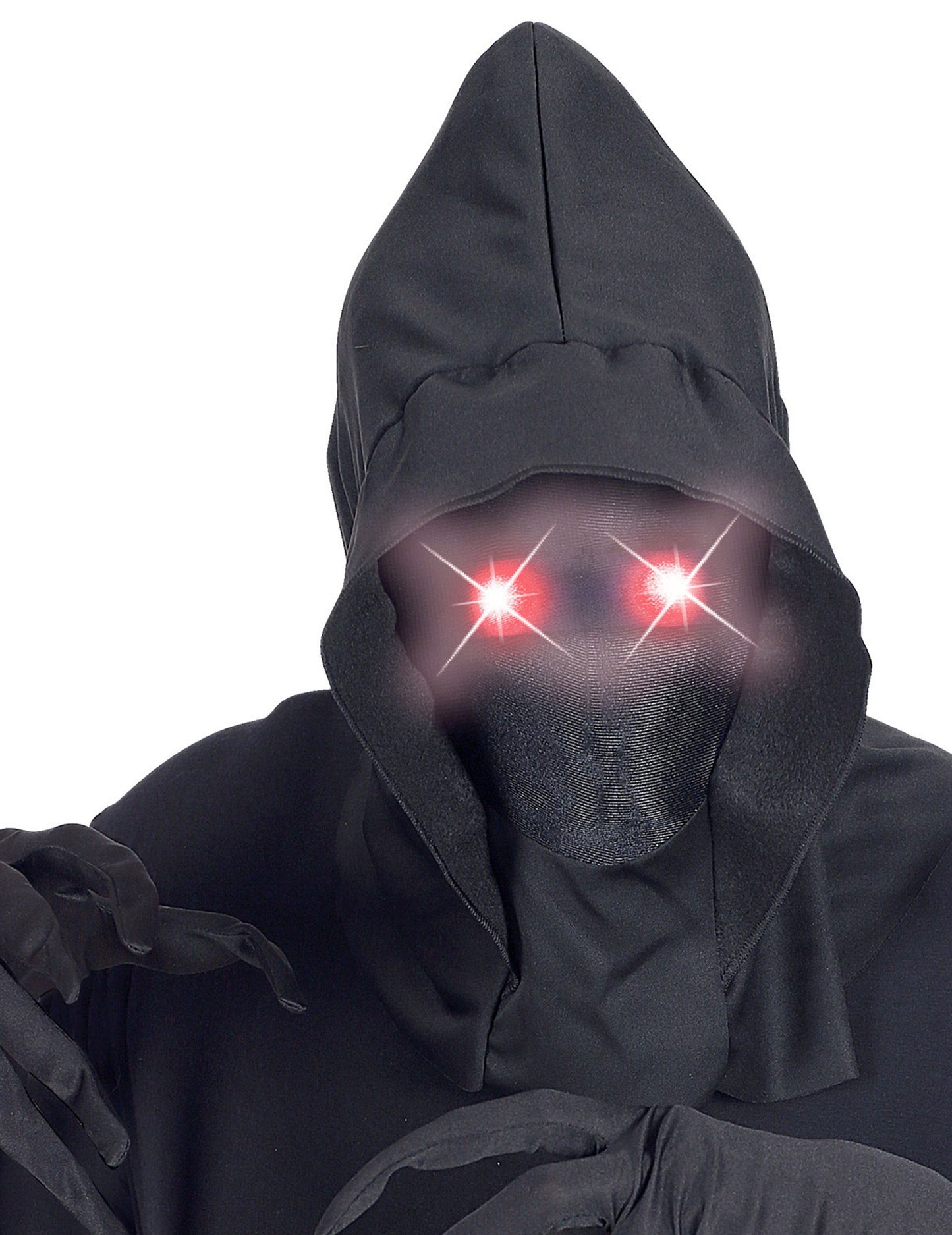 În mască de față invizibilă cu glugă plină și ochi roșii adulți