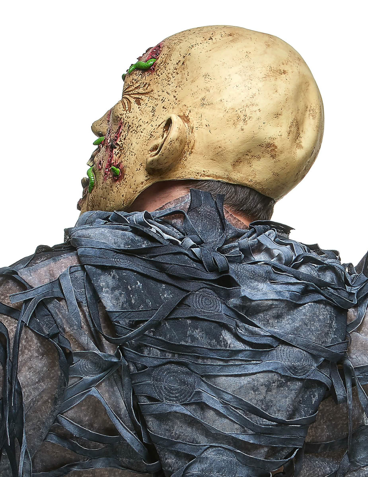 Vedere din spate și din profil a măștii de zombi putrezit