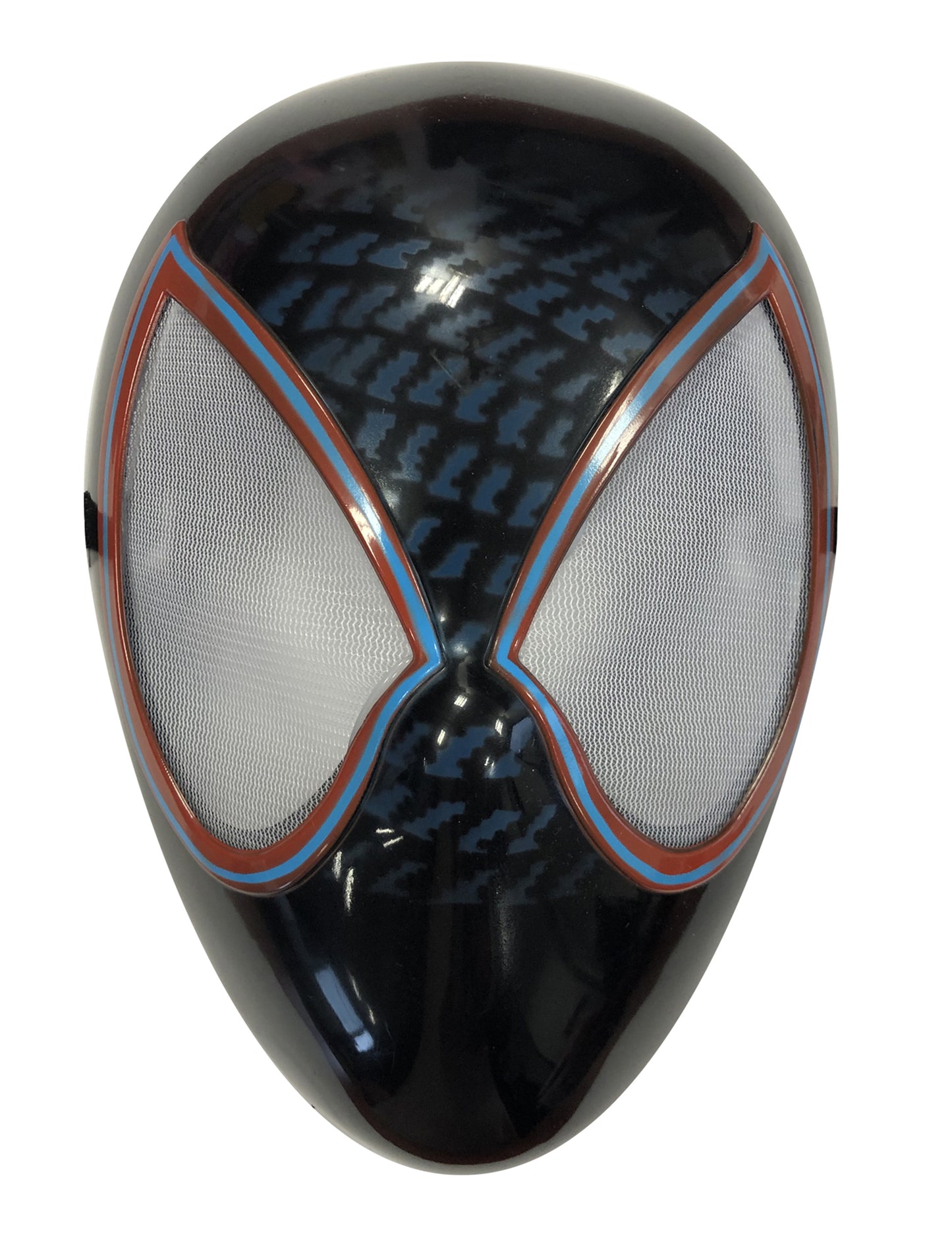 Masque Miles Morales Spiderman pour enfant noir avec contours des yeux rouges et bleus