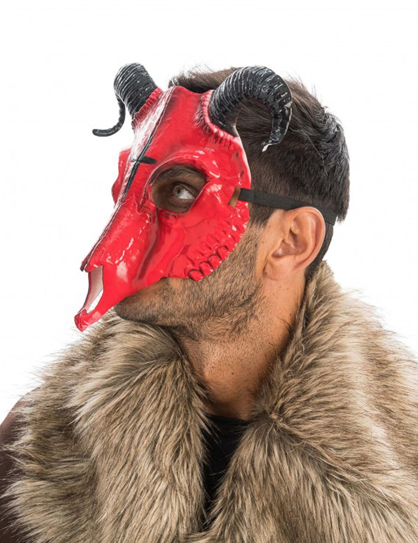 Masca de schelet de demoni cu coarne roșii adulte