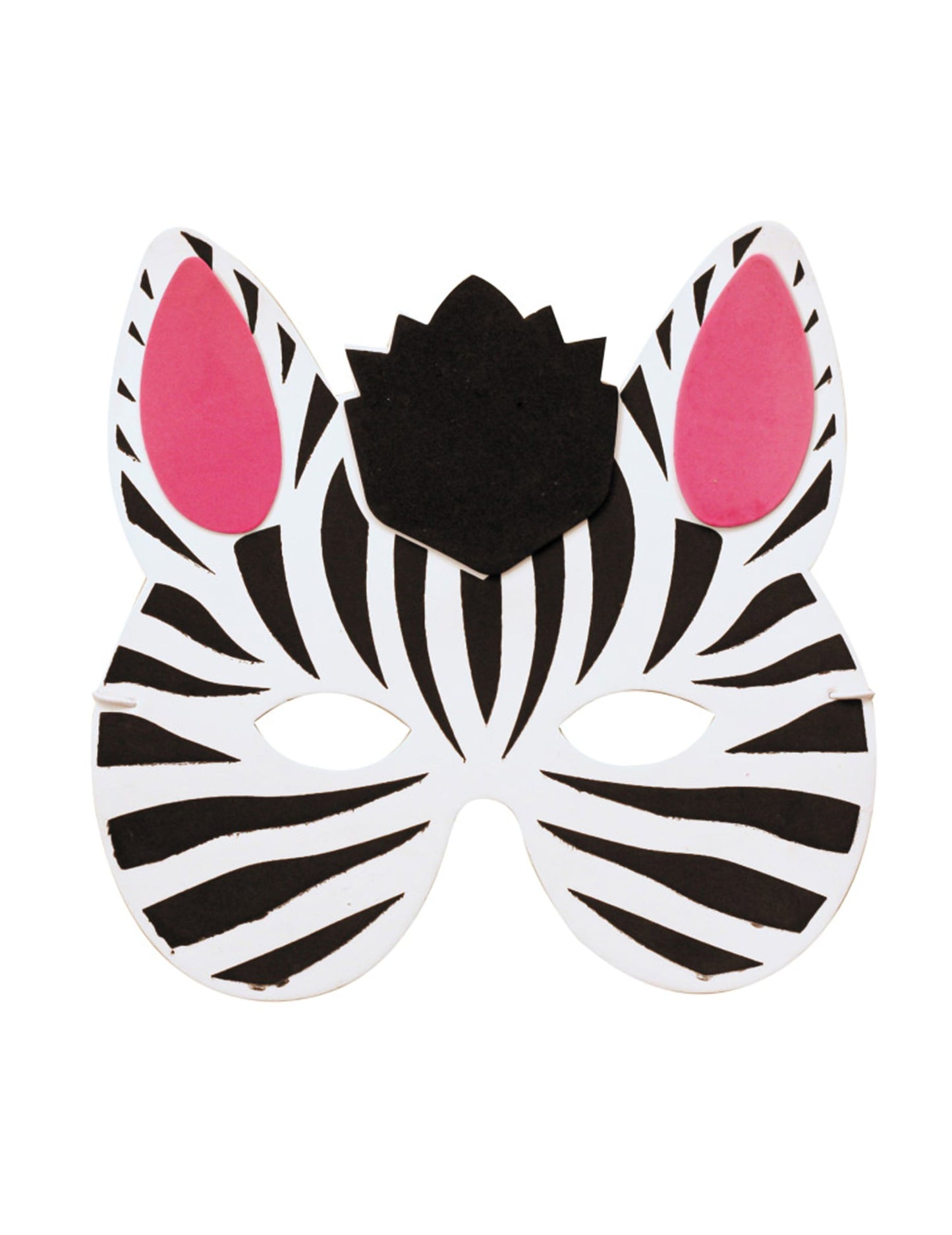Masque de zèbre pour enfant noir et blanc avec oreilles roses