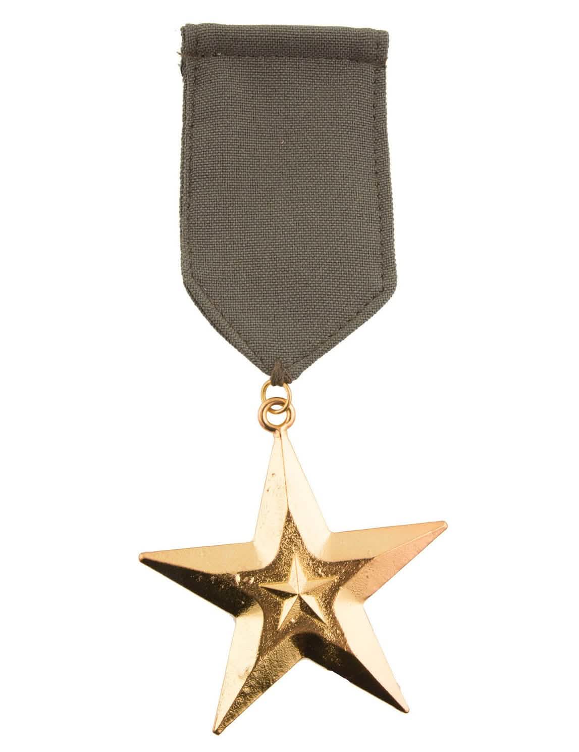 Medalie militară pentru adult aurie cu panglică kaki
