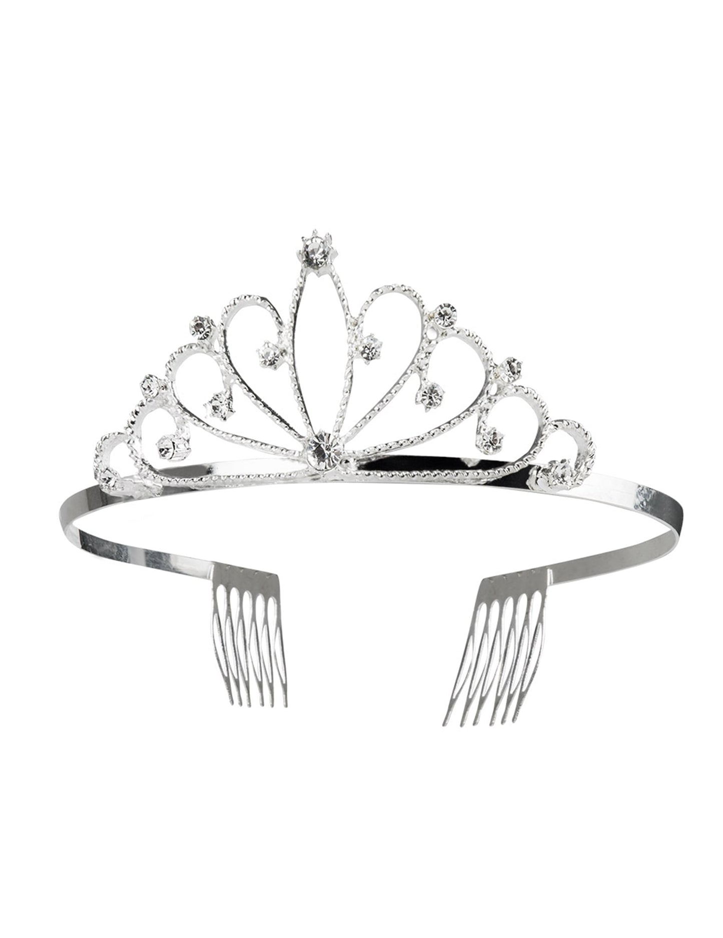 Détail des peignes de fixation de la mini couronne argentée pour femme