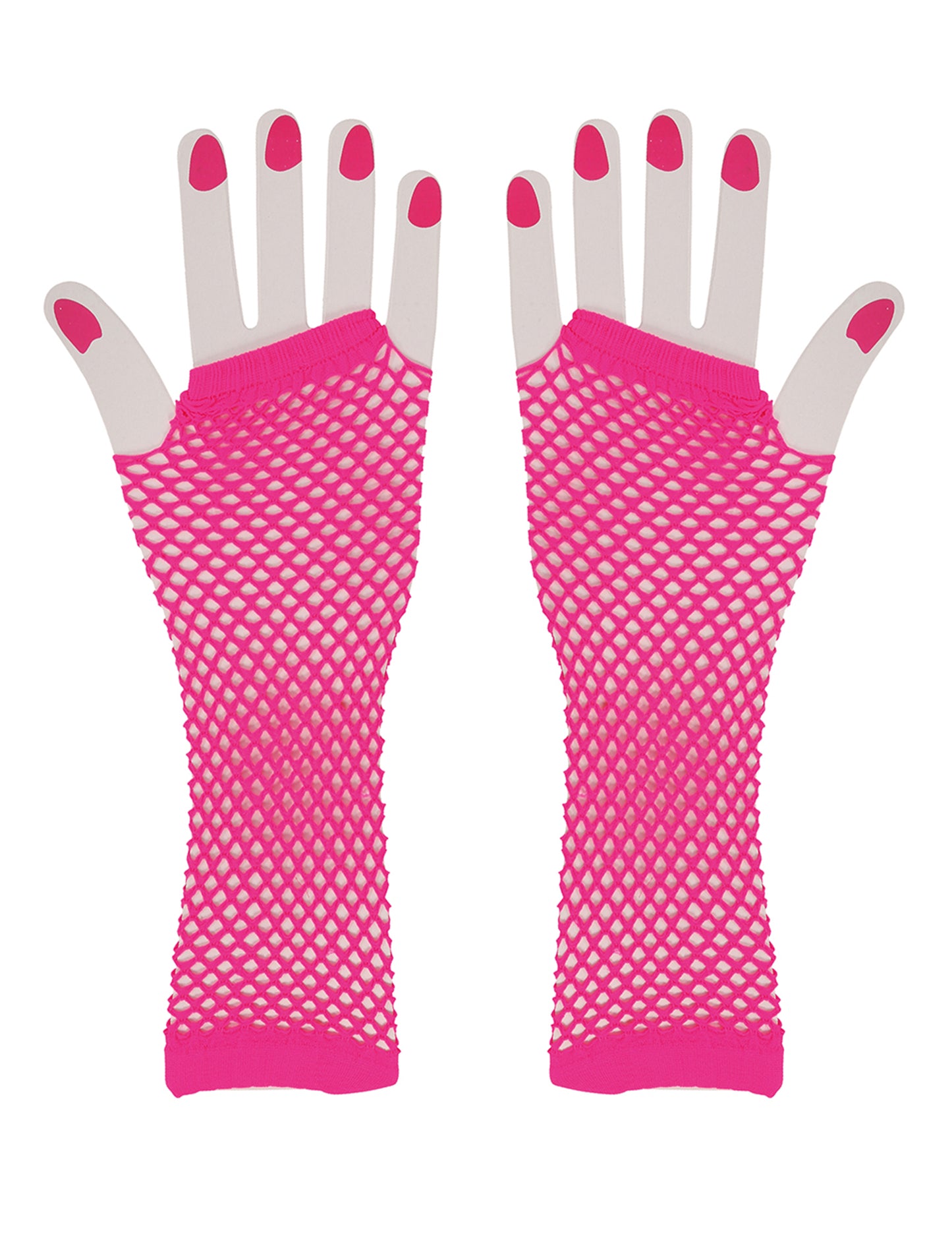 Vue de face de la paire de mitaines longues résille pour femme