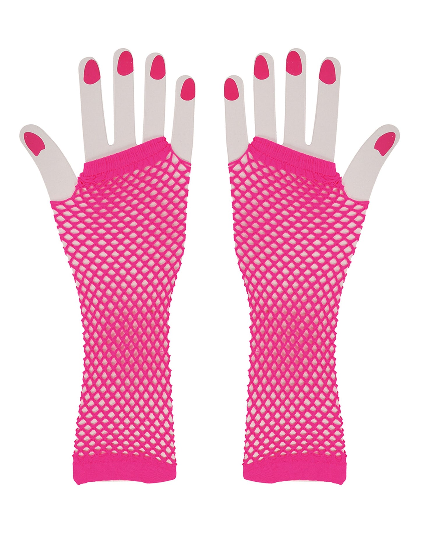 Vedere din față a perechii de mănuși lungi din plasă pentru femei