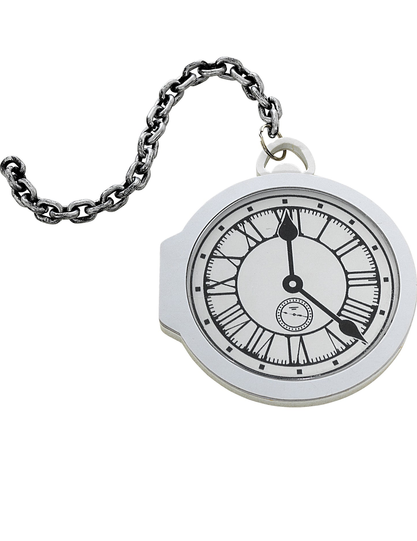 Montre gousset blanche pour adulte avec chaîne argentée