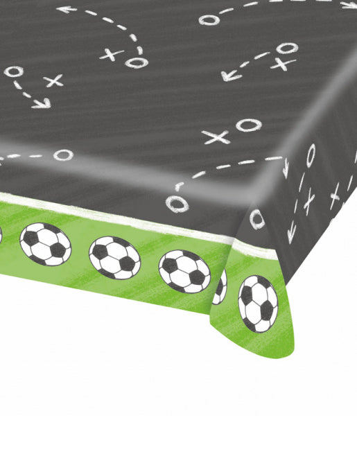 Nappe en papier Football pour fête noir et vert avec motifs tactiques et ballons