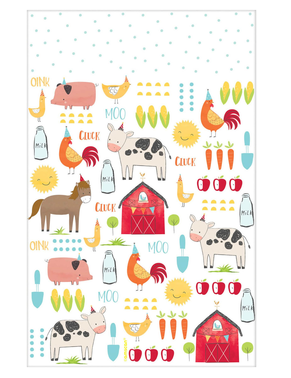 Foaie de masă din plastic la fermă pentru copil cu decor de animale ilustrate multicolore