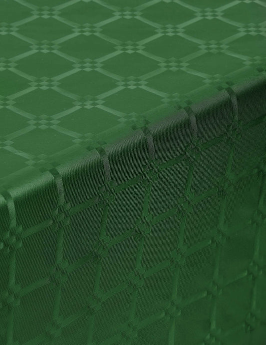 Détail de la texture damassée de la nappe en rouleau papier damassé pour fête vert foncé