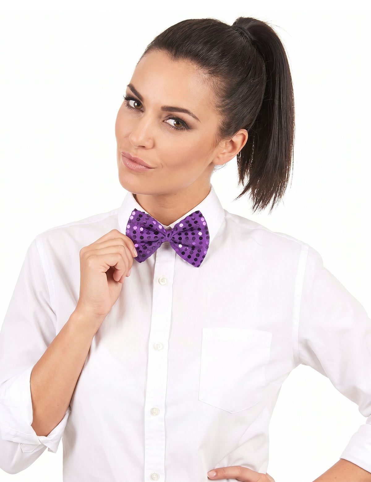 Papion violet cu paiete adulte