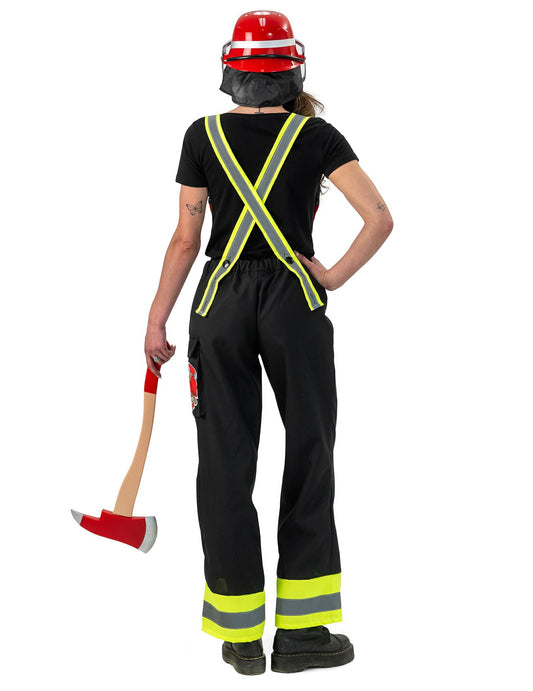 Pantaloni negri de pompier pentru femei cu bretele