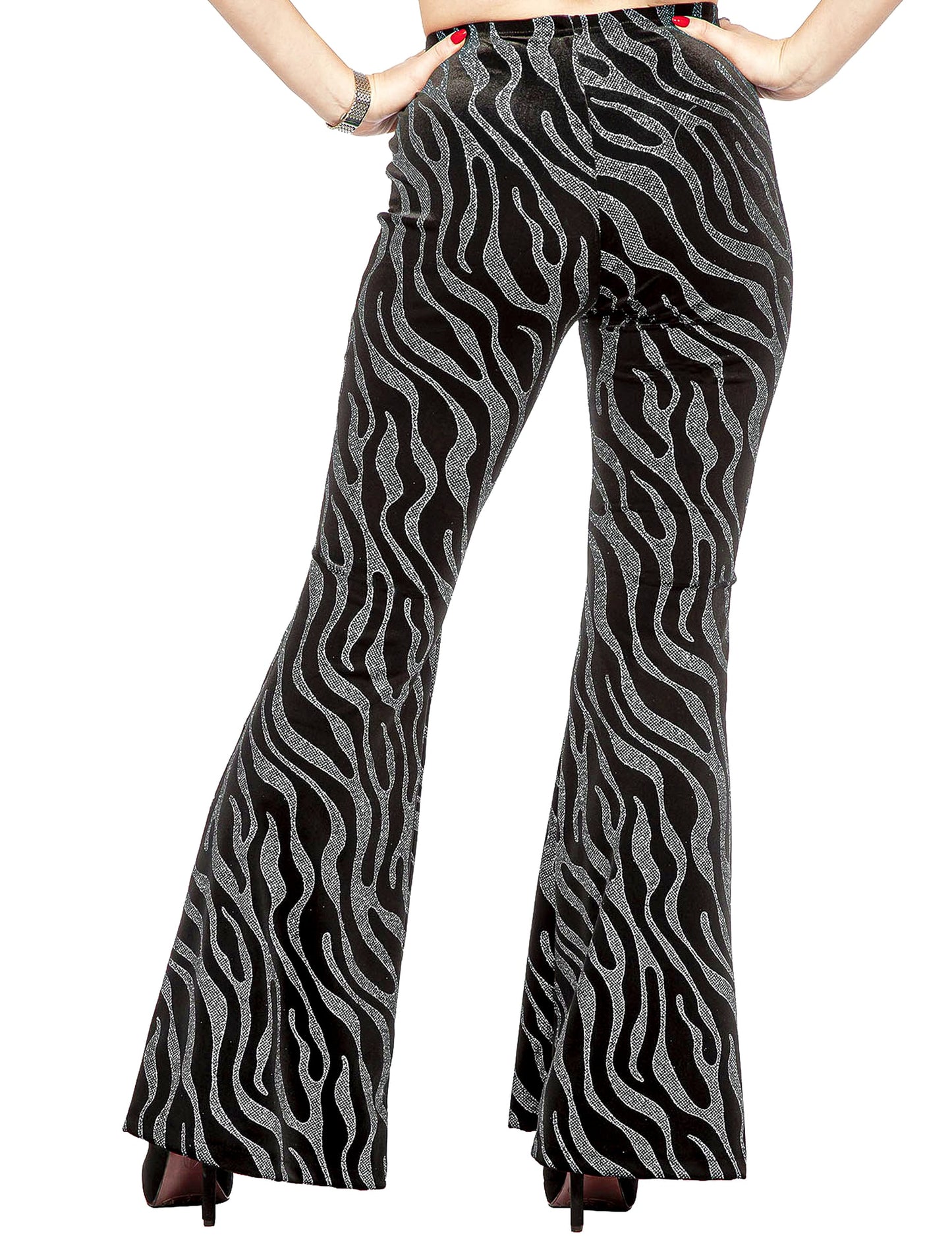 Pantaloni de festival cu valuri din paiete argintii pentru femei