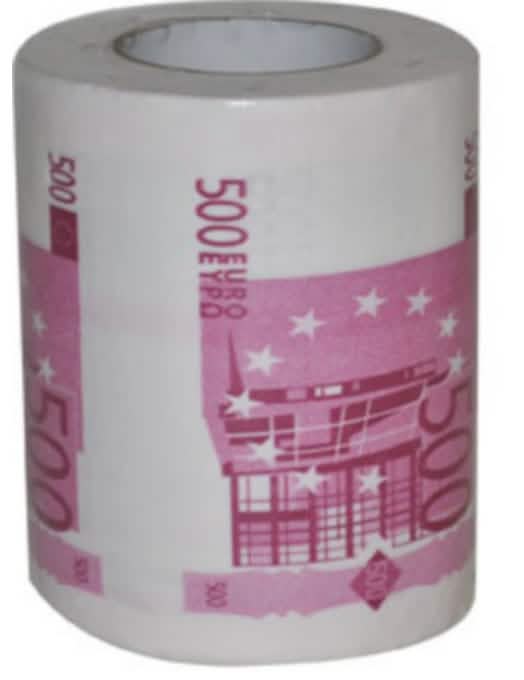 Hârtie igienică umoristică, bancnotă de 500 de euro pentru adult, roz și alb