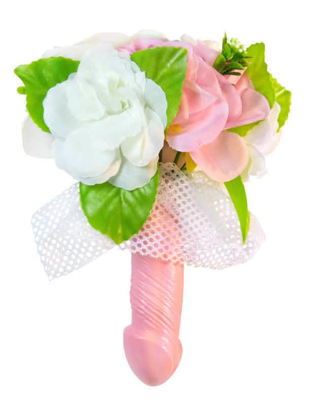 Buchet de nuntă penis adult roz și alb