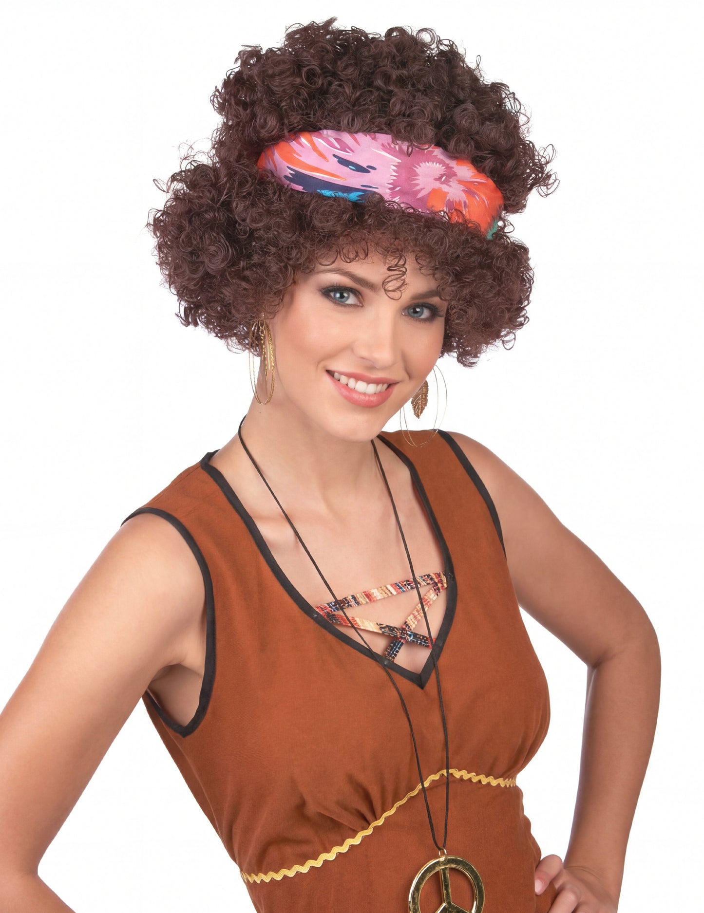 Brunetă hippie afro hippie peruca - 130 g