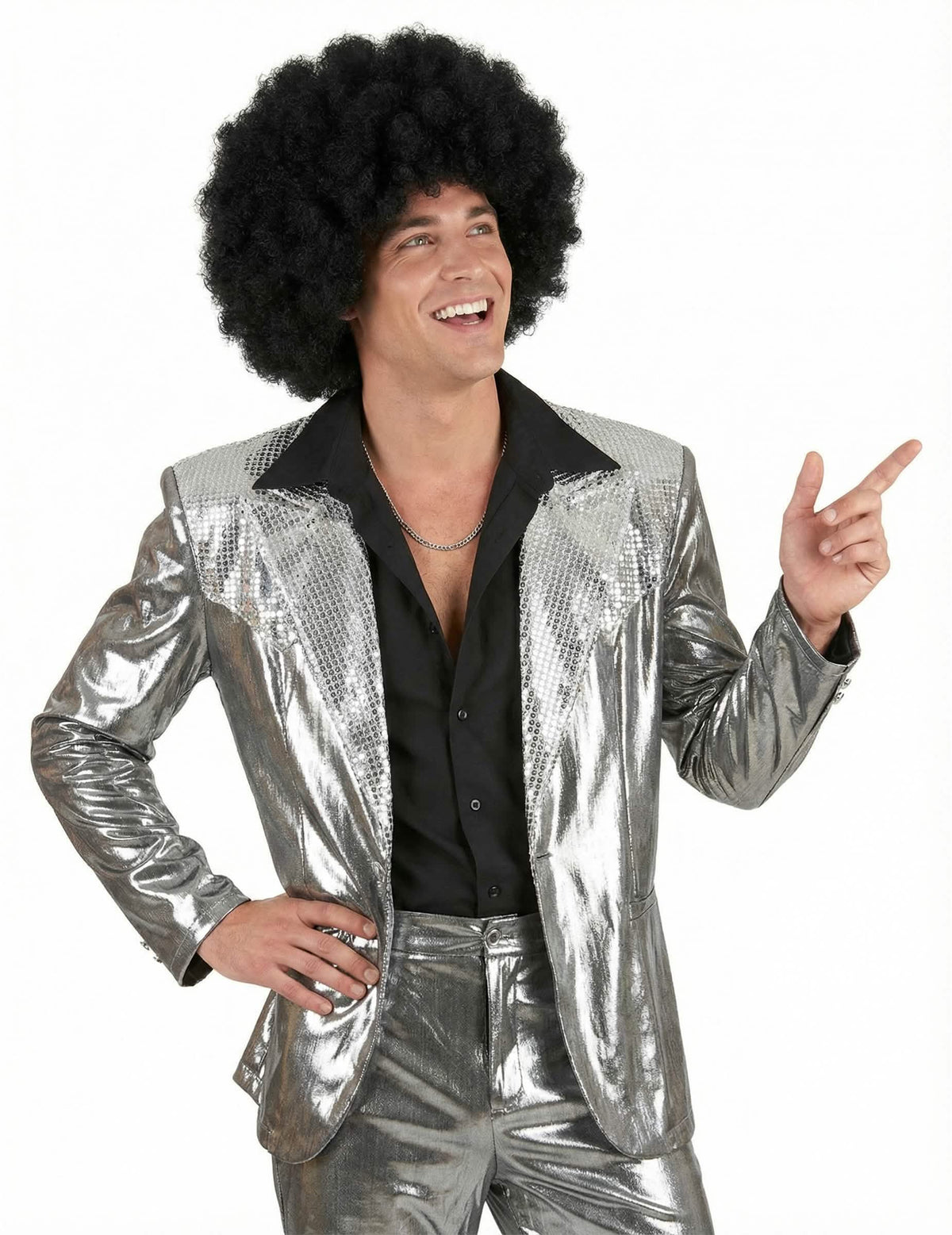 Perucă afro pentru adult neagră confort