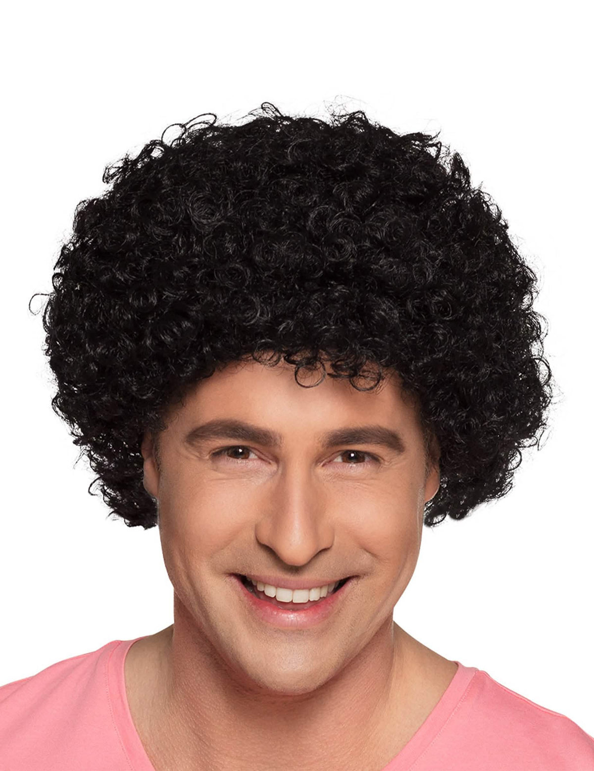 Vedere frontală a perucii afro pentru adult