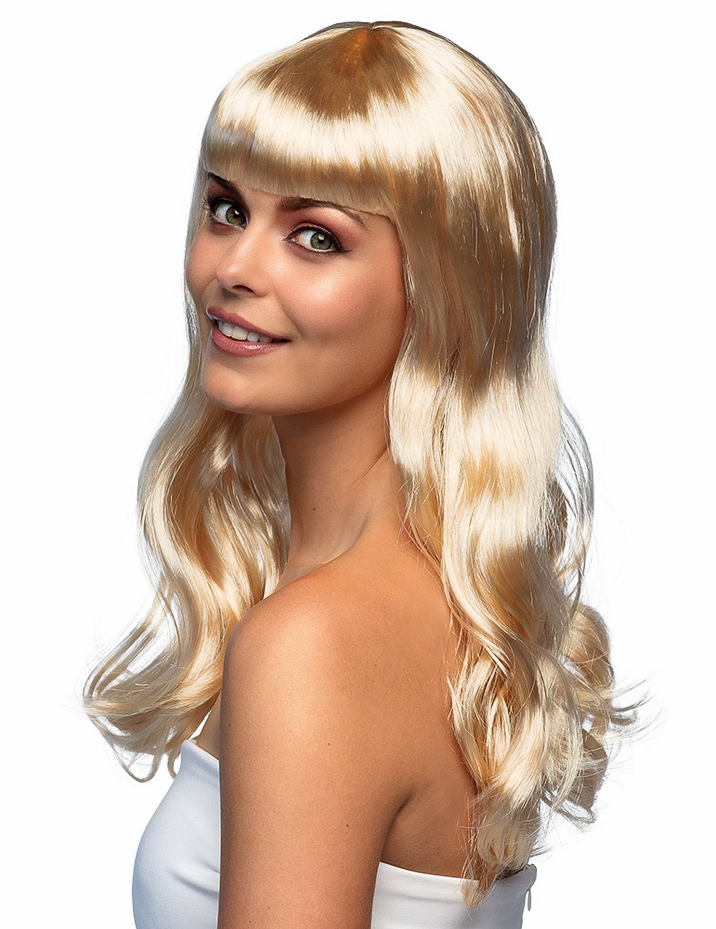 Femeie lungă perucă blondă de aur