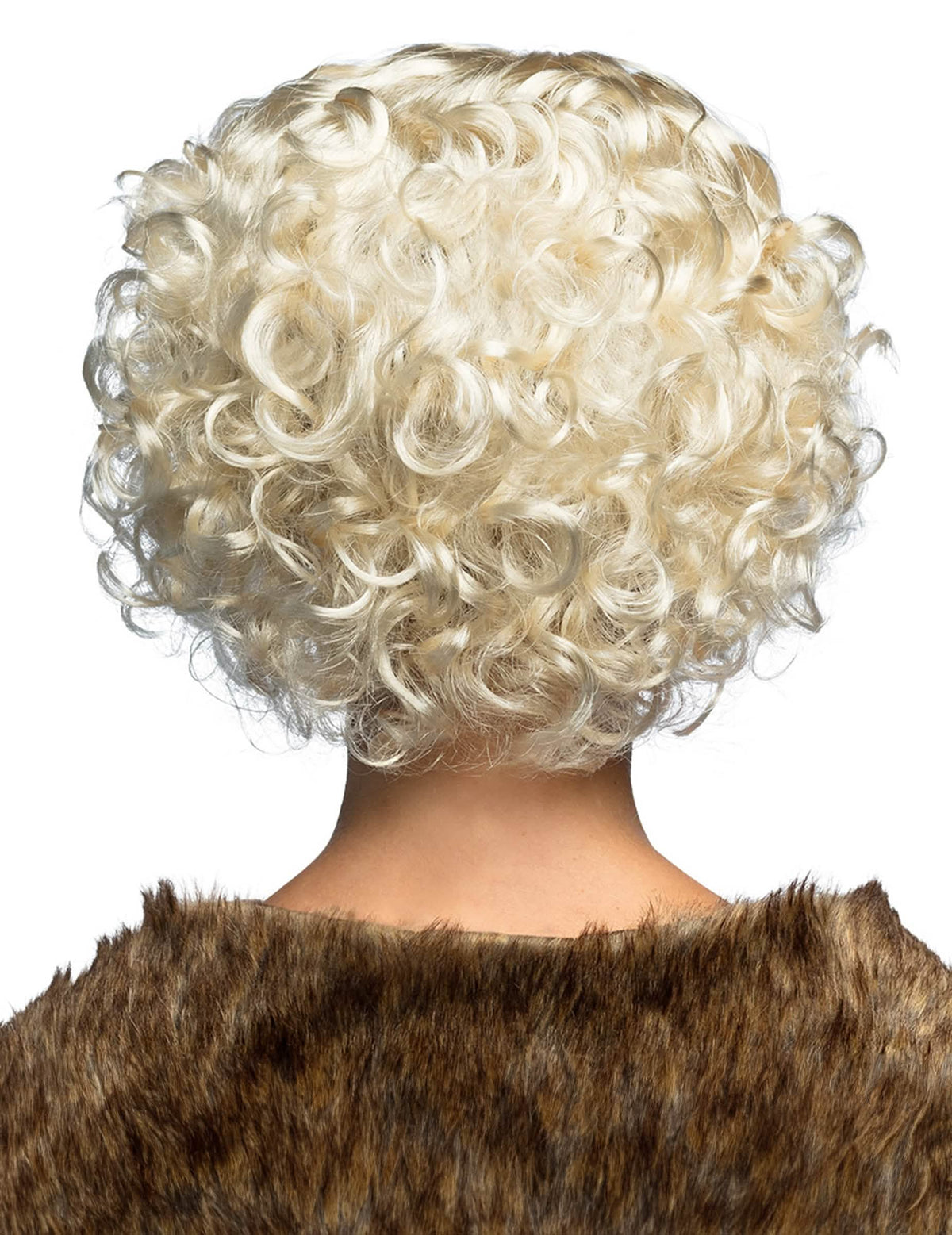 Vedere din spate a perucii blonde platină pentru femeie
